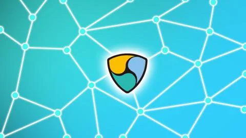 NEM / XEM Simple Network Blue Background Concept Stock Illustration