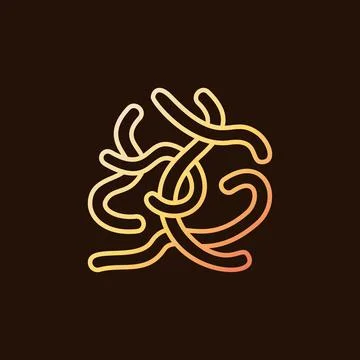 Nemathelminthes Roundworms vector concept yellow outline icon 스톡 일러스트
