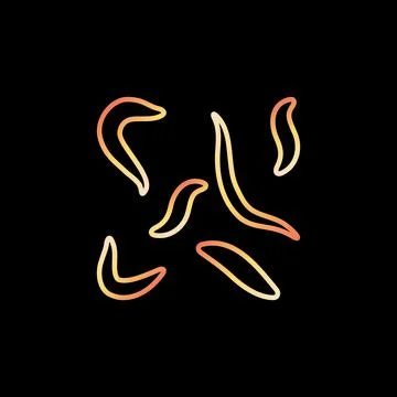 Nematodes or Ascarids vector concept line yellow icon or sign Illustration