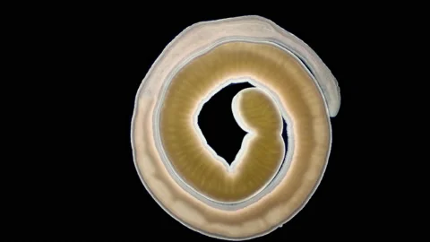 Nemertea worm Cephalothrix linearis under a microscope, class Palaeonemertea Stock Footage 233268137