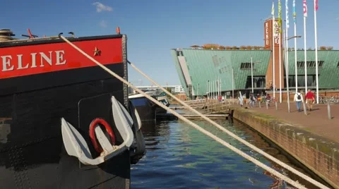 Nemo Science Center in Amsterdam Stock Footage 56852263