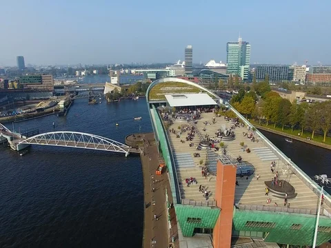 NEMO Science Museum, aerial view Stock Footage 80455576
