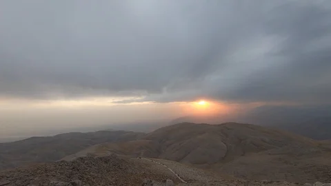 Nemrut mountain sunset timelaps Stock Footage 129930157