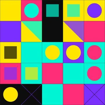 Neo Geometric Bauhaus Grid Pattern - Abstract Retro Block Shapes Background 스톡 일러스트