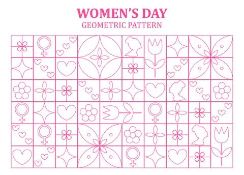 Neo geometric seamless pattern for 8 march. International womens day abstra.. Stock Illustration