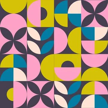 Neo Geometric Seamless Patterns Bauhaus Style, Colorful geometric mosaic Illustrazione stock