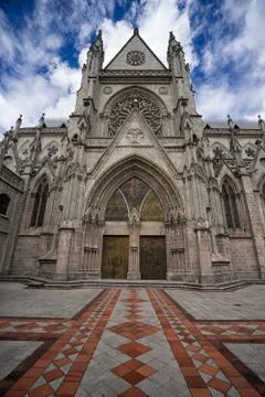 Neo-gothic basilica facade Stock Photos