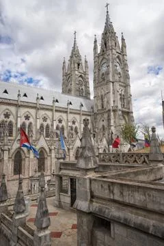 Neo-gothic basilica side view Stock Photos