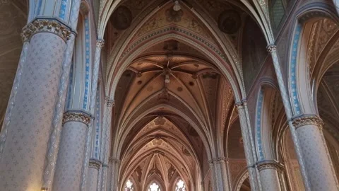 Neo Gothic Interior Of St Ludmila Church Prague Stock Footage 343425259