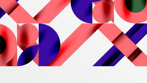 Neo memphis geometric pattern with circles, squares and lines. Pop art abstract 库存插图
