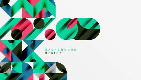 Neo memphis geometric pattern with circles, squares and lines. Pop art abstract Stock Illustration