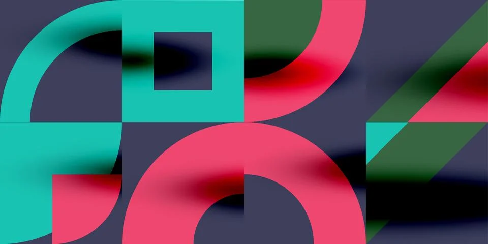 Neo memphis geometric pattern with circles, squares. Pop art abstract background Stock Illustration