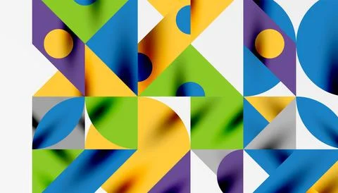 Neo memphis geometric pattern with circles, squares and lines. Pop art abstract Stock Illustration