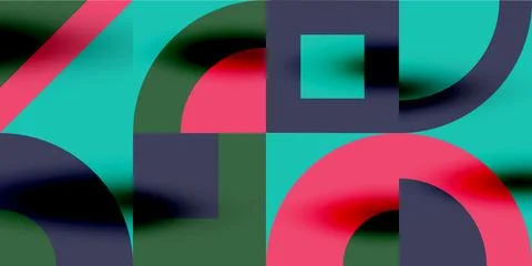 Neo memphis geometric pattern with circles, squares. Pop art abstract background 스톡 일러스트