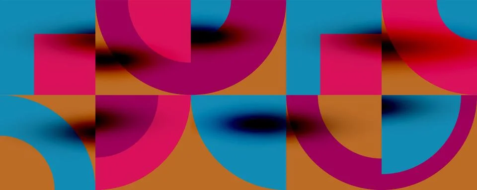 Neo memphis geometric pattern with circles, squares. Pop art abstract background Stock Illustration