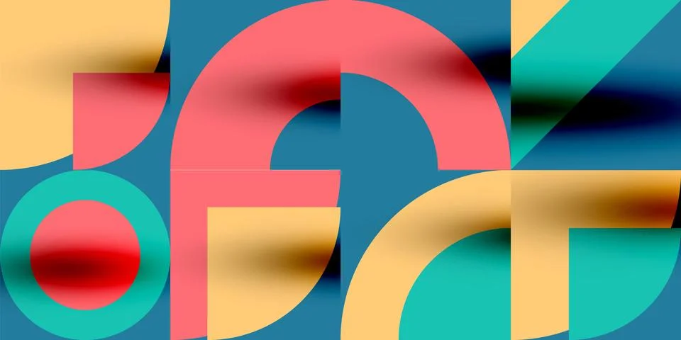 Neo memphis geometric pattern with circles, squares. Pop art abstract background Stock Illustration