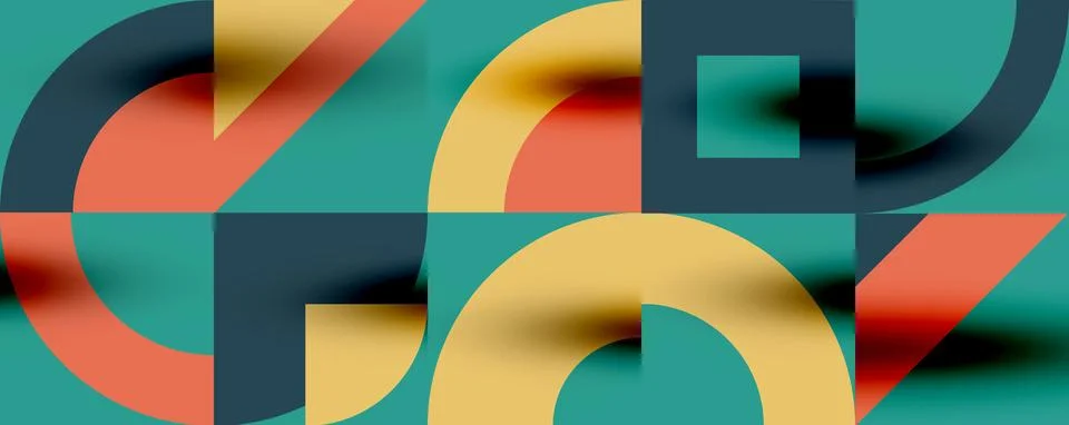 Neo memphis geometric pattern with circles, squares. Pop art abstract background Stock Illustration