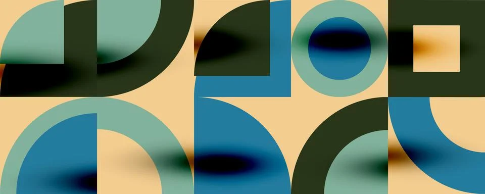 Neo memphis geometric pattern with circles, squares. Pop art abstract background 스톡 일러스트