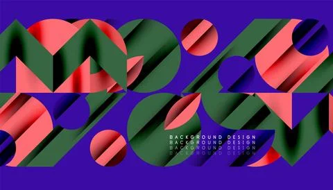 Neo memphis geometric pattern with circles, squares and lines. Pop art abstract Illustrazione stock