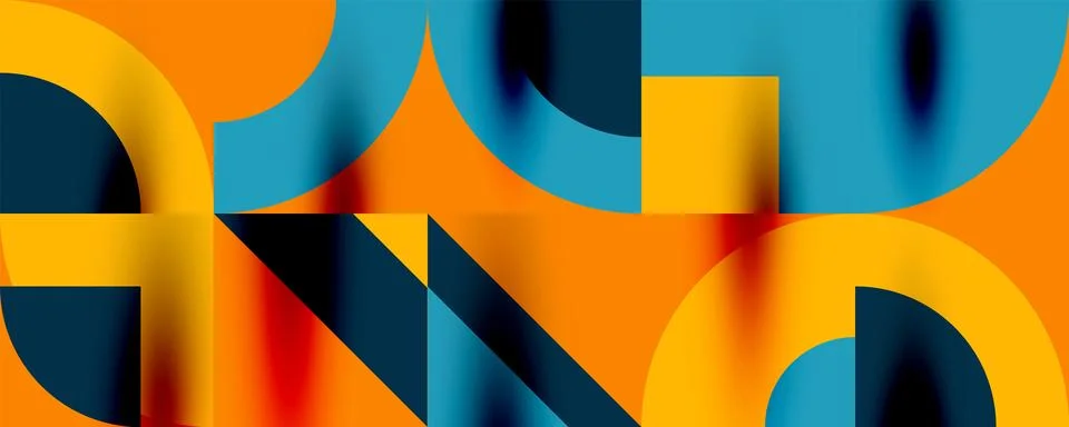 Neo memphis geometric pattern with circles, squares. Pop art abstract background 스톡 일러스트