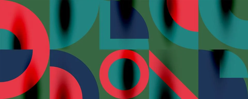 Neo memphis geometric pattern with circles, squares. Pop art abstract background Stock Illustration
