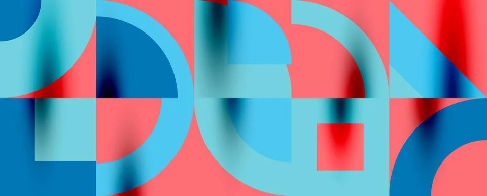 Neo memphis geometric pattern with circles, squares. Pop art abstract background Illustrazione stock