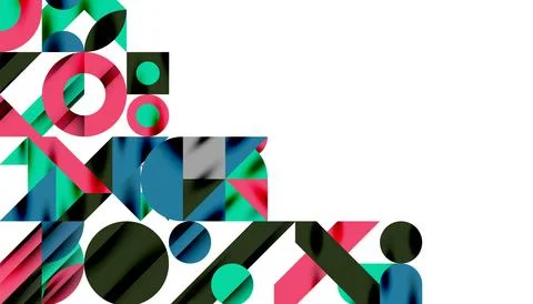 Neo memphis geometric pattern with circles, squares and lines. Pop art abstract 库存插图