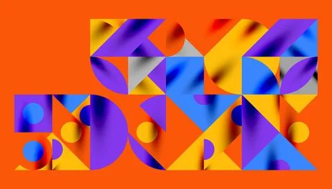 Neo memphis geometric pattern with circles, squares and lines. Pop art abstract Stock Illustration
