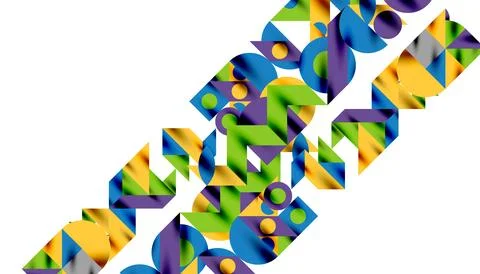 Neo memphis geometric pattern with circles, squares and lines. Pop art abstract Stock Illustration