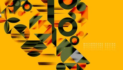 Neo memphis geometric pattern with circles, squares and lines. Pop art abstract Stock Illustration