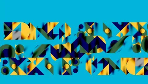 Neo memphis geometric pattern with circles, squares and lines. Pop art abstract Stock Illustration