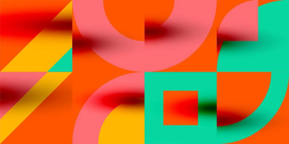 Neo memphis geometric pattern with circles, squares. Pop art abstract background 스톡 일러스트