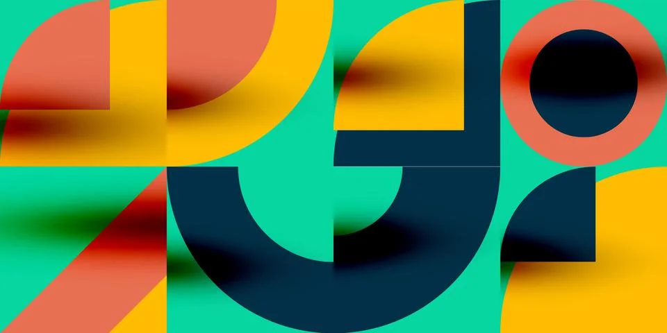 Neo memphis geometric pattern with circles, squares. Pop art abstract background イラスト素材