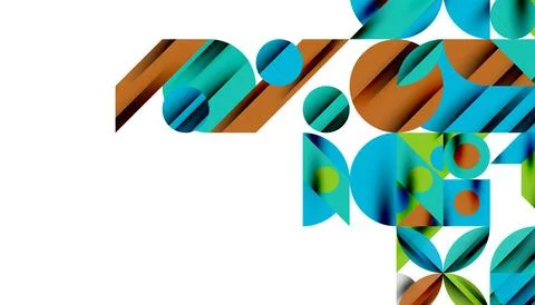 Neo memphis geometric pattern with circles, squares and lines. Pop art abstract Stock Illustration