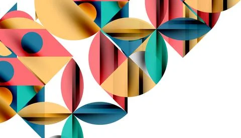 Neo memphis geometric pattern with circles, squares and lines. Pop art abstract 스톡 일러스트