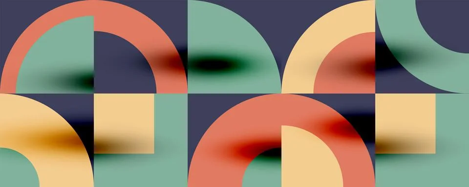 Neo memphis geometric pattern with circles, squares. Pop art abstract background Stock Illustration