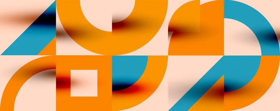 Neo memphis geometric pattern with circles, squares. Pop art abstract background Stock Illustration