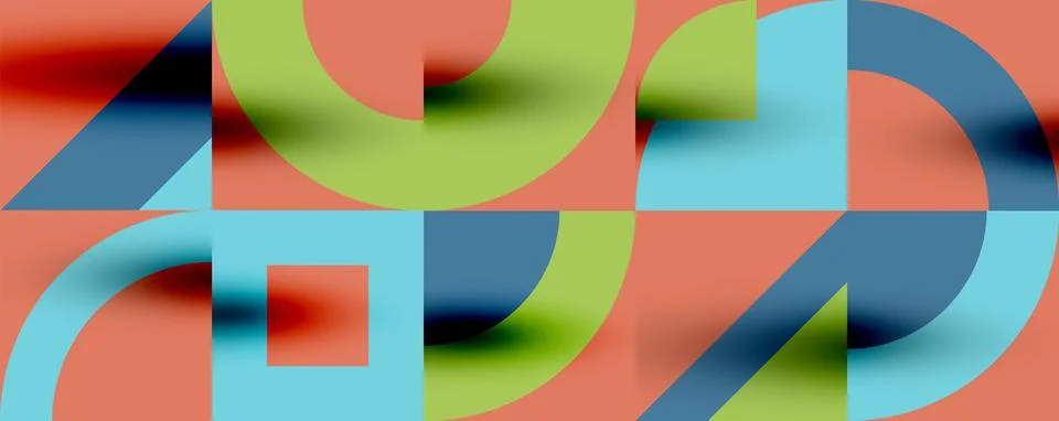 Neo memphis geometric pattern with circles, squares. Pop art abstract background Illustrazione stock