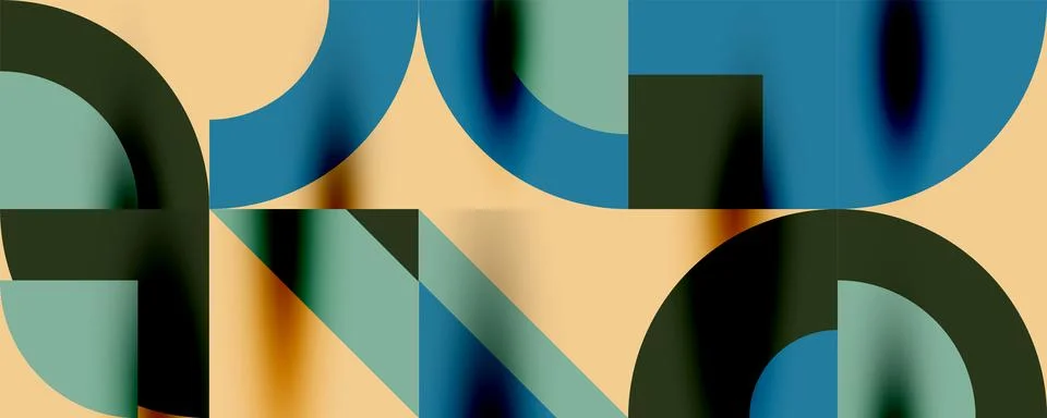 Neo memphis geometric pattern with circles, squares. Pop art abstract background Stock Illustration