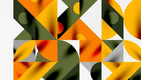 Neo memphis geometric pattern with circles, squares and lines. Pop art abstract Stock Illustration