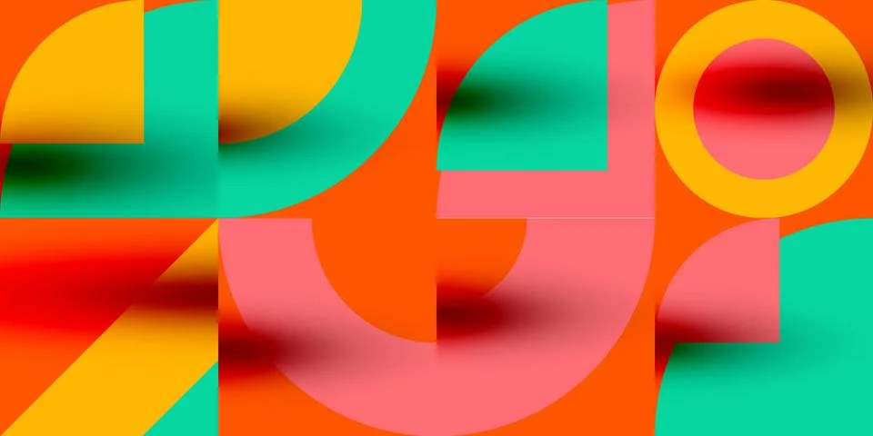 Neo memphis geometric pattern with circles, squares. Pop art abstract background Stockillustratie