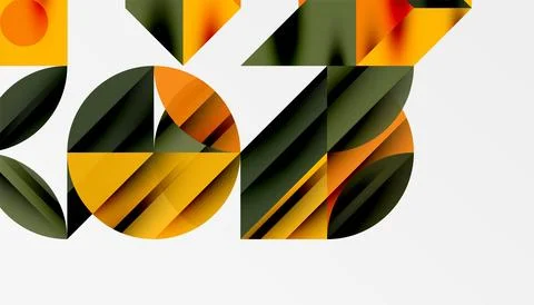 Neo memphis geometric pattern with circles, squares and lines. Pop art abstract Stock Illustration