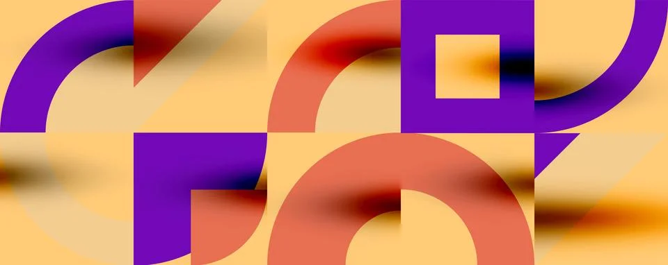 Neo memphis geometric pattern with circles, squares. Pop art abstract background Stock Illustration