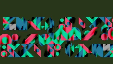 Neo memphis geometric pattern with circles, squares and lines. Pop art abstract Stock Illustration