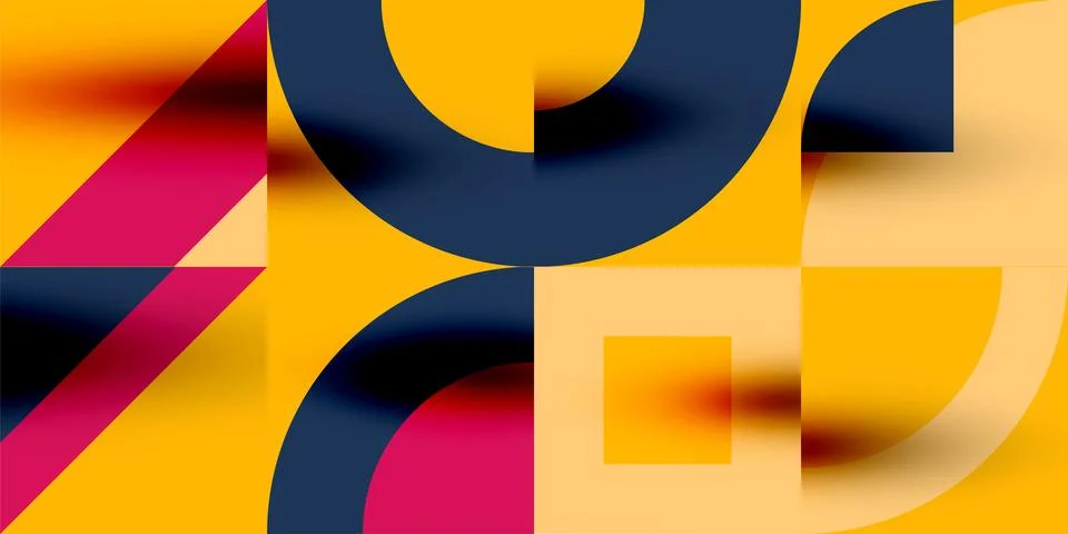 Neo memphis geometric pattern with circles, squares. Pop art abstract background Stock Illustration