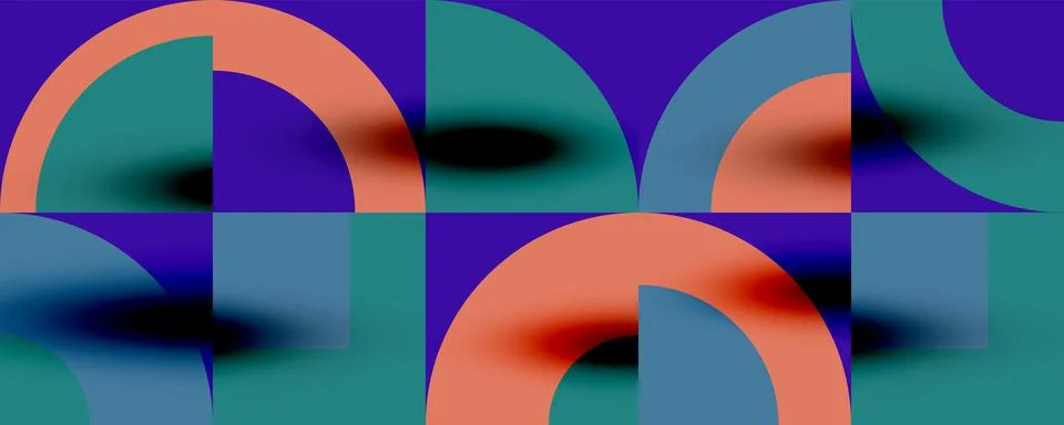 Neo memphis geometric pattern with circles, squares. Pop art abstract background Stock Illustration