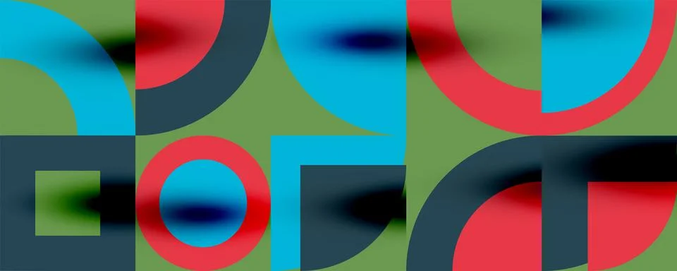 Neo memphis geometric pattern with circles, squares. Pop art abstract background Stockillustratie