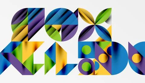 Neo memphis geometric pattern with circles, squares and lines. Pop art abstract 库存插图