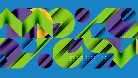 Neo memphis geometric pattern with circles, squares and lines. Pop art abstract 库存插图