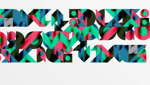 Neo memphis geometric pattern with circles, squares and lines. Pop art abstract Stock Illustration